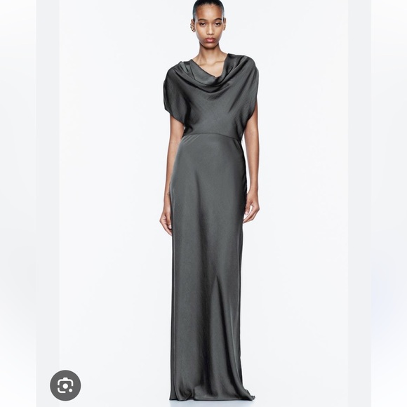 ZARA SATIN MIDI DRESS - Picture 3 of 7